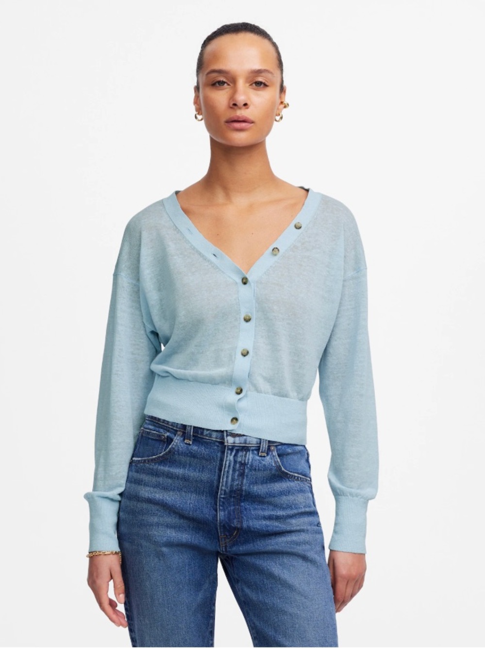 Madewell Linen-Blend V-Neck Cardigan